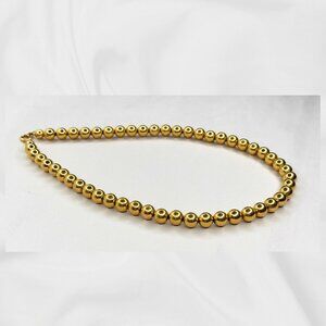 Heavy Goldtone Beaded Necklace 16"